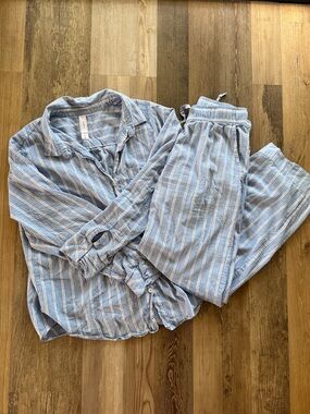 Auden Blue & White Striped Cotton Pajama Set
